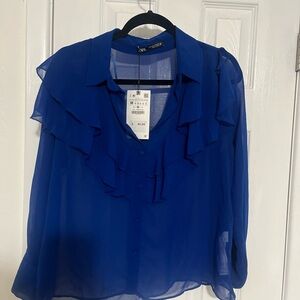 Zara Women's Vibrant Blue Layered Blouse
